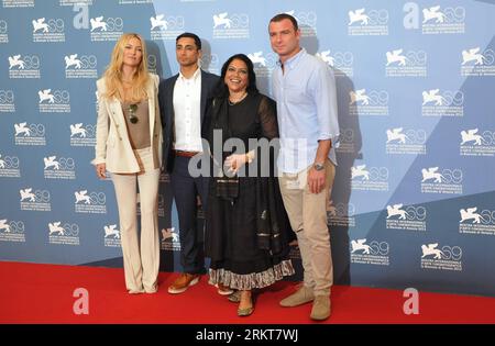 Bildnummer: 58402704  Datum: 29.08.2012  Copyright: imago/Xinhua (120829) -- VENICE, Aug. 29, 2012 (Xinhua) -- Indian director Mira Nair(2nd R) and cast members pose for photos at the photocall of the opening film The Reluctant Fundamentalist ahead of the 69th Venice International Film Festival at Venice, Italy, Aug. 29, 2012. The 69th Venice International Film Festival will be inaugurated later Wednesday. (Xinhua/Wang Qingqin) (rh) ITALY-VENICE-FILM FESTIVAL PUBLICATIONxNOTxINxCHN Kultur Entertainment People Film 69. Internationale Filmfestspiele Venedig Photocall x0x xst 2012 quer Highlight Stock Photo