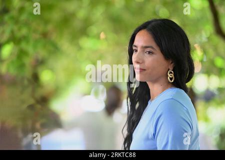 Angouleme, Francia. 25 agosto 2023. Hafsia Herzi partecipa al Borgo Photocall come parte del 16° Festival del cinema di Angouleme il 25 agosto 2023 ad Angouleme, Francia. Foto di Franck Castel/ABACAPRESS.COM Credit: Abaca Press/Alamy Live News Foto Stock