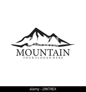 Modello di design con logo Mountain nero Illustrazione Vettoriale