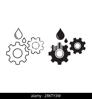 Olio e linea del cambio e icona a forma di glifo. Illustrazione vettoriale del liquido dell'automobile isolata su bianco. Design a profilo lubrificante automatico, progettato per il nastro e a. Illustrazione Vettoriale