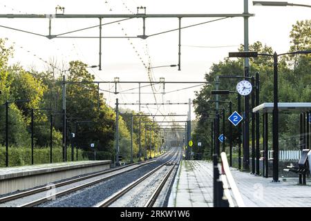 VOERENDAAL - la pista tra Heerlen e Valkenburg dove ProRail ha rimosso un set di tasso. I castelli si trovavano nell'argine ferroviario e minacciavano di rendere instabile la ferrovia. A causa del lavoro, nessun treno ha corso sul percorso per quasi un mese. ANP MARCEL VAN HOORN paesi bassi Out - belgio Out credito: ANP/Alamy Live News Foto Stock