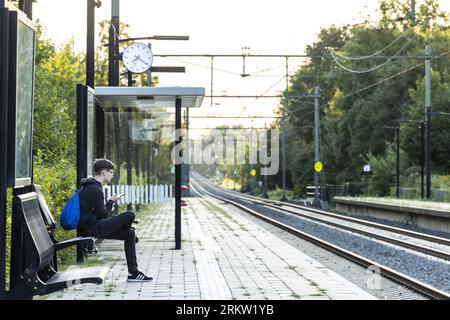 VOERENDAAL - la pista tra Heerlen e Valkenburg dove ProRail ha rimosso un set di tasso. I castelli si trovavano nell'argine ferroviario e minacciavano di rendere instabile la ferrovia. A causa del lavoro, nessun treno ha corso sul percorso per quasi un mese. ANP MARCEL VAN HOORN paesi bassi Out - belgio Out credito: ANP/Alamy Live News Foto Stock