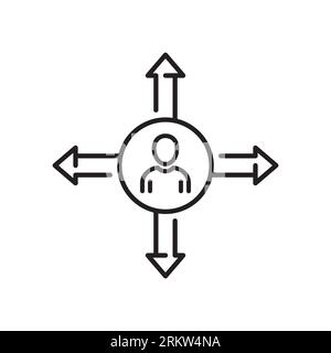 man best decision icon, making right choice, business direction crossroad, person in confuse, thin line symbol on white background - editable stroke v Illustrazione Vettoriale