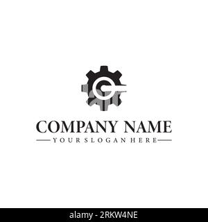 Letter c combination gear logo design Stock Vector