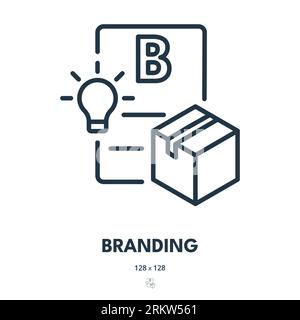 Branding Icon. Brand, Identity, Trademark. Editable Stroke. Simple Vector Icon Illustrazione Vettoriale