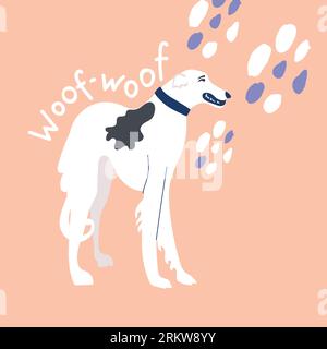 Cute purebred dog flat vector illustration. Illustrazione Vettoriale