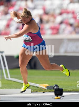 Budapest, HUN, 26 agosto 2023 Adelaide Aquilla (USA) in azione durante il turno di qualificazione shot put al World Athletics Championships 2023 National Athletics Centre Budapest al National Athletics Centre Budapest Ungheria il 26 2023 agosto Alamy Live News Foto Stock