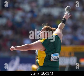 Budapest,HUN,  26 Aug 2023 Ischkle Senekal (RSA)  in action during the shot put Qualification round at the World Athletics Championships 2023 National Athletics Centre Budapest at National Athletics Centre Budapest Hungary on August 26 2023 Alamy Live News Stock Photo