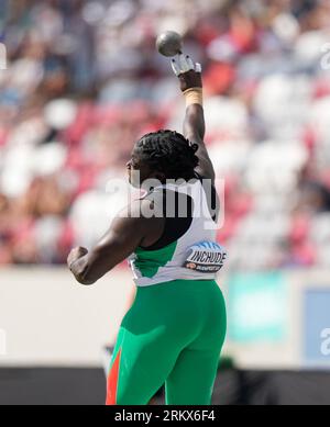 Budapest, HUN, 26 agosto 2023 Jessica Inchude (POR) in azione durante il turno di qualificazione shot put al World Athletics Championships 2023 National Athletics Centre Budapest al National Athletics Centre Budapest Ungheria il 26 2023 agosto Alamy Live News Foto Stock