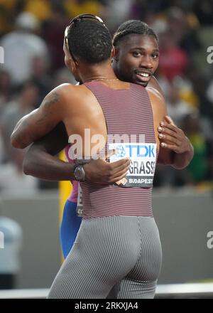 Budapest, Ungheria. 26 agosto 2023. Noah LYLES degli Stati Uniti Final 200 METRI UOMINI durante i Campionati mondiali di atletica leggera 2023 il 25 agosto 2023 al Nemzeti Atletikai Kozpont di Budapest, Ungheria. Foto di Laurent Lairys/ABACAPRESS.COM Credit: Abaca Press/Alamy Live News Foto Stock