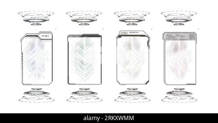 Elementi di design digitale stile hud. 2022 forme alla moda in stile cyberpunk. Illustrazione Vettoriale