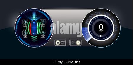 Icona freccia di trasferimento futuristica al neon. Simbolo commerciale del Web. Frecce, puntatori, direzione. Set di frecce olografiche Illustrazione Vettoriale