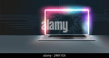 Chipset IA su scheda a circuito stampato in concetto futuristico adatto per la tecnologia del futuro Data Science e la tecnologia dei big data. Scienziato informatico, analisi Illustrazione Vettoriale