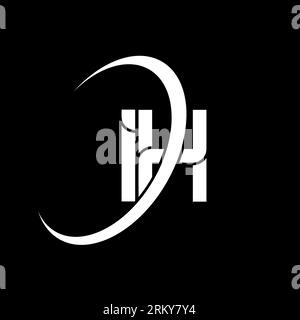 Logo IH Letter su sfondo nero. Illustrazione Vettoriale