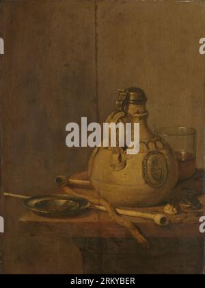 STILL Life with Stoneware Jug and Pipes 1647 di Jan Treck Foto Stock