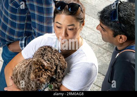 Big Woof Festival al Kings Cross Coal Drops yard di Londra per celebrare la giornata internazionale dei cani. Foto Stock