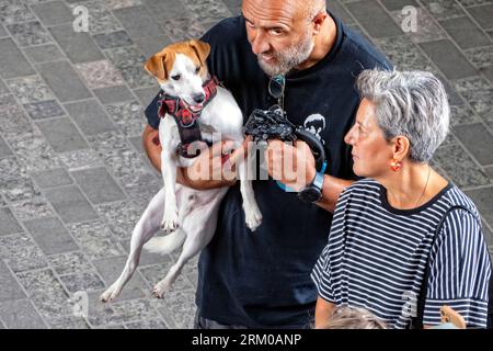 Big Woof Festival al Kings Cross Coal Drops yard di Londra per celebrare la giornata internazionale dei cani. Foto Stock