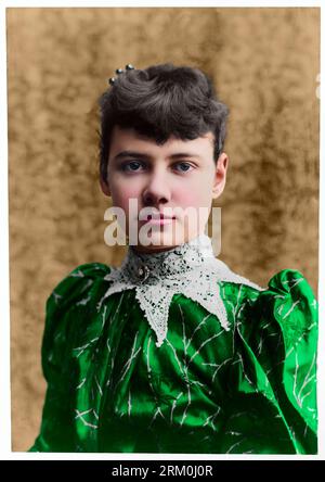 Nellie Bly (Elizabeth Cochrane). Foto di H.L. Meyers. C1890 21 febbraio. Notare che la faccia è stata migliorata digitalmente. Non alterato. Foto Stock