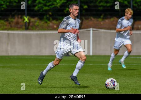 Swansea, Galles. 26 agosto 2023. Josh Pescatore dello Swansea City durante la partita Under 18 Professional Development League tra Swansea City e Sheffield Wednesday alla Swansea City Academy di Swansea, Galles, Regno Unito, il 26 agosto 2023. Crediti: Duncan Thomas/Majestic Media/Alamy Live News. Foto Stock