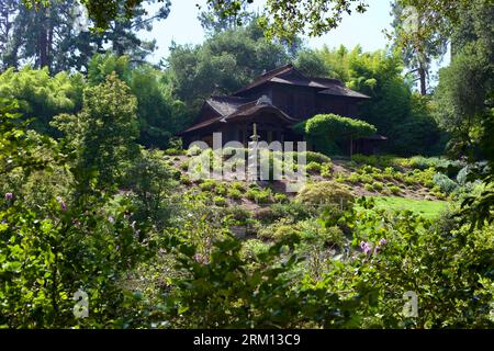 Casa da tè nel giardino giapponese della Huntington Library and Garden a San Marino, CA Foto Stock