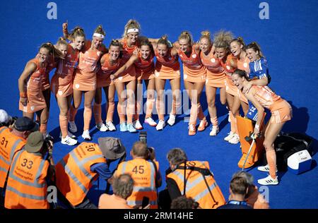 MONCHENGLADBACH - i Paesi Bassi sono diventati l'hockey europeo battendo il Belgio 3-1 ai Campionati europei e si sono qualificati per i Giochi Olimpici di Parigi.ANP OLAF KRAAK Foto Stock