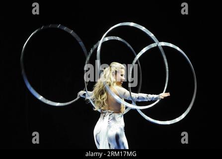 Bildnummer: 59531449  Datum: 17.04.2013  Copyright: imago/Xinhua An artist performs during the opening ceremony of the 5th Men s and Women s Artistic Gymnastics Individual European Championships in Moscow, Russia, April 17, 2013. The event kicked off here on Wednesday. (Xinhua/Jiang Kehong) (dtf) RUSSIA-MOSCOW-GYMNASTICS-EUROPEAN CHAMPIONSHIPS PUBLICATIONxNOTxINxCHN xcb x0x 2013 quer     59531449 Date 17 04 2013 Copyright Imago XINHUA to Artist performs during The Opening Ceremony of The 5th Men S and Women S ARTISTIC Gymnastics Individual European Championships in Moscow Russia April 17 2013 Stock Photo