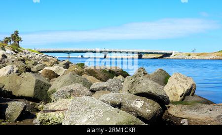 Marina del Rey (Los Angeles), California: Vista del BALLONA CREEK, un torrente canalizzato Foto Stock