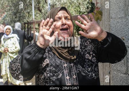 Nablus, Palestina. 26 agosto 2023. Il suo cordoglio durante i funerali del palestinese Othman Abu Kharj, ucciso in un raid israeliano nei pressi di Jenin, in Cisgiordania occupata. Credito: SOPA Images Limited/Alamy Live News Foto Stock