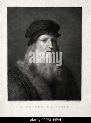 Leonardo da Vinci  (1452-1519) by Raffaello Morghen Stock Photo