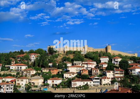 La città vecchia di Ohrid e la vecchia fortezza di Ohrid Foto Stock