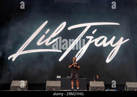 Leeds, Regno Unito. Sabato 26 agosto 2023Lil Tjay si esibisce al Leeds Festival 2023 a Bramham Park © Jason Richardson / Alamy Live News Foto Stock