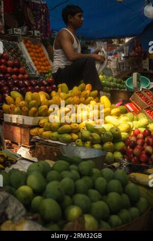 Bildnummer: 59935161  Datum: 02.07.2013  Copyright: imago/Xinhua (130702) -- NEW DELHI, July 2, 2013 (Xinhua) -- A vendor sells mangoes and other fruits at the Sarojini Nagar market in New Delhi, capital of India, on July 2, 2013. Named as king of fruits, mango is one of the most popular fruits among Indian people. India is the top producer of mango in the world. (Xinhua/Zheng Huansong) (syq) INDIA-NEW DELHI-MANGO PUBLICATIONxNOTxINxCHN Wirtschaft Lebensmittel x2x xsk 2013 hoch o0 Wirtschaft Markt Obst     59935161 Date 02 07 2013 Copyright Imago XINHUA  New Delhi July 2 2013 XINHUA a Vendor s Stock Photo