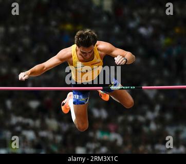 Budapest,HUN,  26 Aug 2023  Pole Vault Gold medal winner Armand Duplantis (SWE) in action during the World Athletics Championships 2023 National Athletics Centre Budapest at National Athletics Centre Budapest Hungary on August 26 2023 Alamy Live News Stock Photo