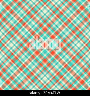 Tessuto senza cuciture con motivo di sfondo tartan con motivo vettoriale in tessuto a quadri nei colori ottanio e chiaro. Illustrazione Vettoriale