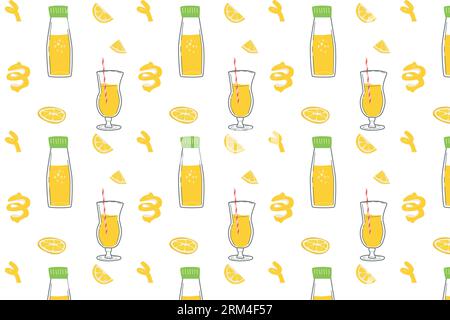 Modello estivo senza cuciture: Fette di limone e bevande Illustrazione Vettoriale