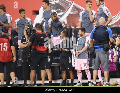 New Jersey, Harrison, USA. 26 agosto 2023. (SPO) 2023 MLS Regular Season: NY Red Bulls vs Inter Miami. 26 agosto 2023. Harrison, New Jersey, USA: Lionel messi (Inter Miami) durante la partita di calcio tra NY Red Bulls e Inter Miami, valida per la Major League Soccer (MLS) East Conference, alla Red Bull Arena di Harrison, sabato (26). Credito: Leco Viana/Thenews2 (immagine di credito: © Leco Viana/TheNEWS2 via ZUMA Press Wire) SOLO PER USO EDITORIALE! Non per USO commerciale! Crediti: ZUMA Press, Inc./Alamy Live News Foto Stock