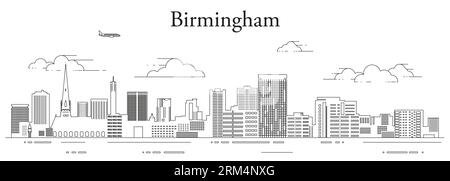 Illustrazione vettoriale della linea di Birmingham Cityscape Illustrazione Vettoriale