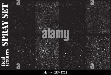 Collezione di texture, schizzi in formato A4, tratti fatti a mano, schizzi di vernice. Tratti vettoriali vernice spray starcida, spruzzi, gocce, grunge e. Illustrazione Vettoriale