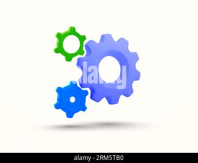 icona ingranaggi 3d, icona ingranaggi, stile minimale, isolato su sfondo bianco. Simbolo della macchina. illustrazione vettoriale 3d. Illustrazione vettoriale Illustrazione Vettoriale