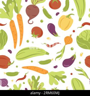 Verdure di stagione. Carote, peperoni, zucchine, cavoli, barbabietole, melanzane, cipolle, cetrioli, pomodori vegetarianismo veganismo stile di vita sano peso Illustrazione Vettoriale