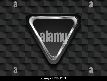 Cornice triangolare argentata su sfondo astratto con mosaico tecnologico nero. Progettazione vettoriale Illustrazione Vettoriale