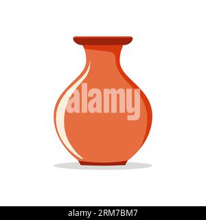 Vaso piatto in ceramica. Vaso in ceramica colorata isolato su bianco. Illustrazione vettoriale Illustrazione Vettoriale