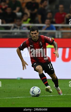 Christian Pulisic (Milano) durante la partita italiana di serie A tra il Milano 4-1 Torino allo Stadio Giuseppe Meazza il 26 agosto 2023 a Milano. Credito: Maurizio Borsari/AFLO/Alamy Live News Foto Stock