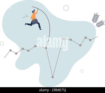 Superate o passate il mercato azionario o il calo del mercato delle criptovalute, la sfida del rischio di investimento o il concetto di volatilità del mercato.illustrazione vettoriale piatta Illustrazione Vettoriale