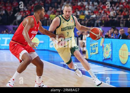 Okinawa Arena, Okinawa, Giappone. 27 agosto 2023. Joe Ingles (AUS), 27 AGOSTO 2023 - Basket : FIBA Basketball World Cup 2023 1° turno gruppo e partita tra Australia e Germania all'Okinawa Arena, Okinawa, Giappone. Crediti: YUTAKA/AFLO SPORT/Alamy Live News Foto Stock