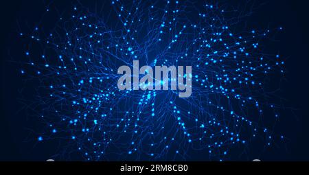 Struttura a rete neurale. Analisi dei dati delle cellule mentali umane. Rete di neuroni. Organismo artificiale digitale. Grande concetto medico scientifico. Illustrazione Vettoriale