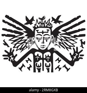 grafica vettoriale disegnata a mano con flash graffiti punk nero Illustrazione Vettoriale