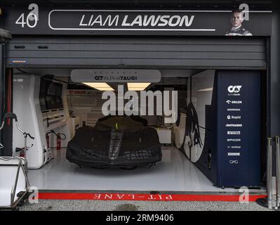 27 agosto 2023; Circuit Zandvoort, Zandvoort, Olanda settentrionale, Paesi Bassi; formula 1 Heineken Dutch Grand Prix 2023; Race Day; Un grande giorno per Liam Lawson come pilota riserva per Scuderia AlphaTauri Credit: Action Plus Sports Images/Alamy Live News Foto Stock