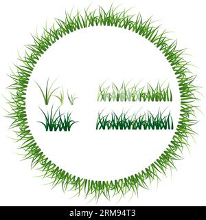 Silhouette in erba verde. Linee di cartone animato di piante per l'imbarco e l'incorniciatura, elemento logo ecologico e organico. EPS vettoriale 10. Illustrazione Vettoriale