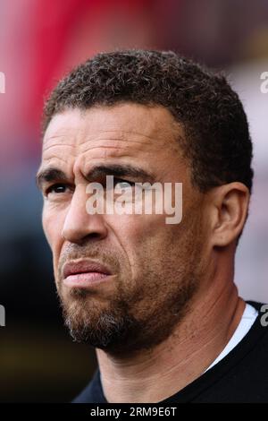 WATFORD, Regno Unito - 27 agosto 2023: Il capo allenatore di Watford Valerien Ismael guarda il suo sguardo durante la partita del campionato Sky Bet tra Watford e Blackburn Rovers a Vicarage Road (Credit: Craig Mercer/ Alamy Live News) Foto Stock